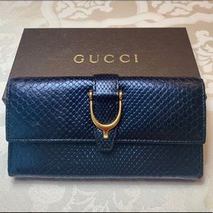 Gucci Blue Python Long Wallet / Clutch